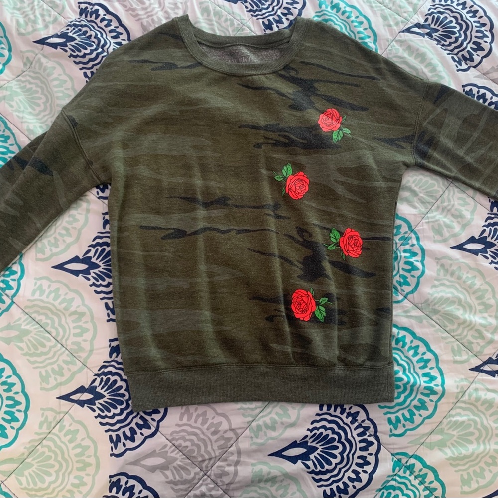 Camouflage and Rose Crewneck